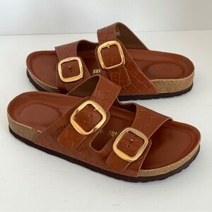 Cushionaire Lang Slip On Cork Footbed Womens Sandals Brown Size 6.5M